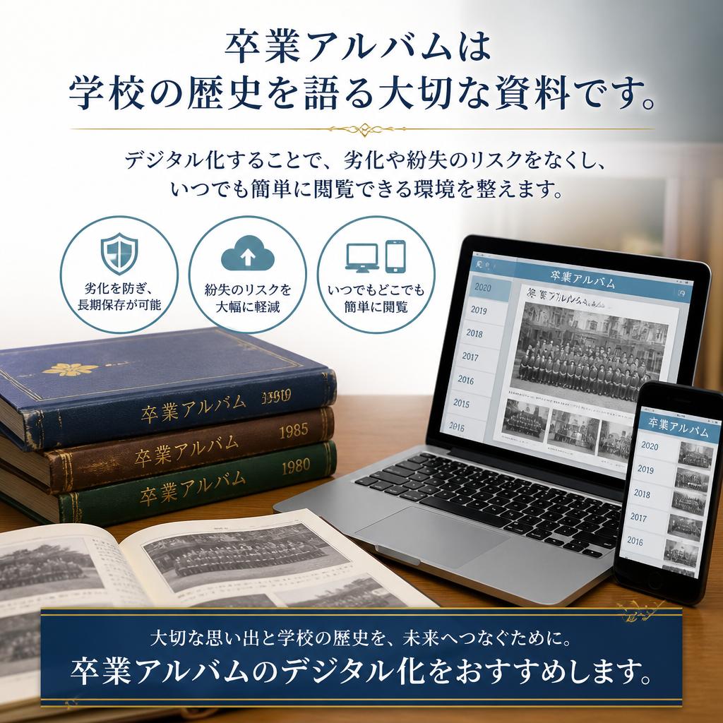 過去の卒業アルバムのデジタル保存