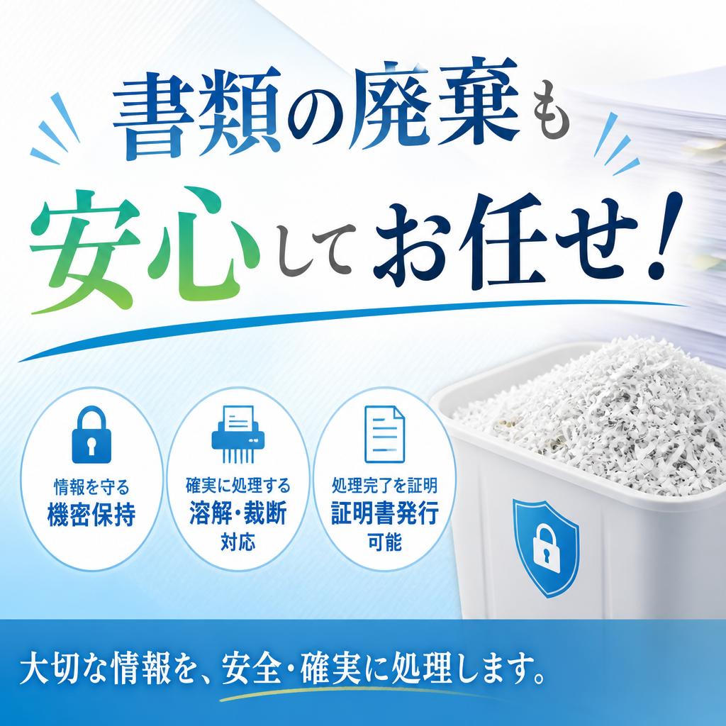 書類の廃棄も安心してお任せ！